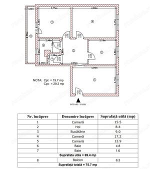 Apartament 3 camere,mobilat,utilat,boxa,loc parcare,etaj3,zona Gradinita Floare de Colt - imagine 14