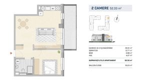 Apartament 2 camere 66 mp, etaj intermediar, finisat, zona Semicentrala