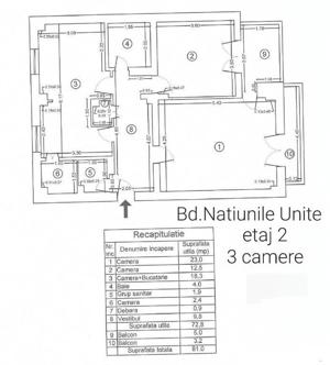 Vanzare apartament 3 camere 81mp  Central - Piata Natiunile Unite - imagine 2