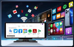 Sistem navigatie auto PODOFO, camera de bord (fata-spate) 1080p, 10.26 inch, 64GB ROM, 4GB RAM, Blue - imagine 3