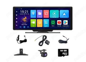 Sistem navigatie auto PODOFO, camera de bord (fata-spate) 1080p, 10.26 inch, 64GB ROM, 4GB RAM, Blue