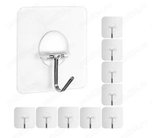 Set 10 agatatori autoadezive, Inox PVC, Transparent