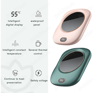 Incalzitor pentru cana, Buton Touch, USB, Trei Trepte, Afisaj digital inteligent la 65 grade, Verde - imagine 3