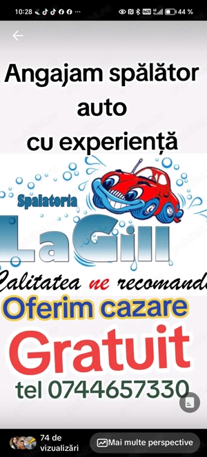 Angajez spălător auto 