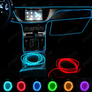 Banda LED auto, lumini ambientale Premium, 5 metri, albastru - imagine 2