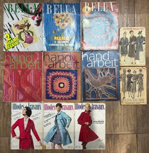 Lot 11 Reviste străine Publicații de Modă Croitorie Lucru manual din anii 1938 până în 1975