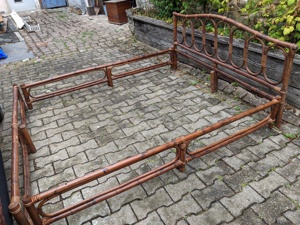 Ramă din ratan, pt. pat cu tăblie, lucrat manual,