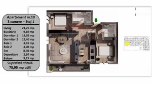 Apartament cu 3 camere de vânzare în zona Tractorul - imagine 11