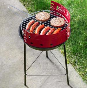 Gratar Rotund Din Metal Pe Carbuni, Pentru Gradina, Rosu, 35cm, Nou! - imagine 2