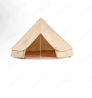 Cort camping, 3m, pentru 8 persoane, constructie panza, crem