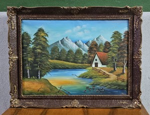 Vând tablou cu peisaj de vară și ramă mare - imagine 1