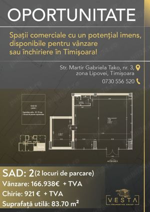 Proprietar inchiriez spatiu 79 mp - Lipovei, pretabil:  salon infrumusetare, birou, cabinet medical - imagine 2