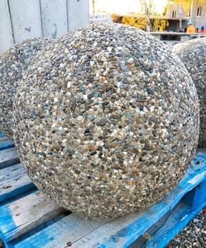 Bolard din beton sferic aspect piatra naturala-45cm