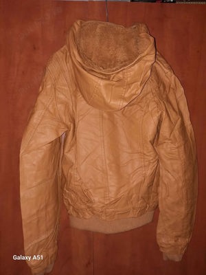 Geaca imitatie piele Maro si albastru - imagine 2