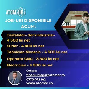 Atom HR are disponibile Job-uri în producție!
