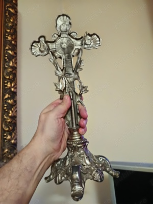 Crucifix antik argintat - imagine 2