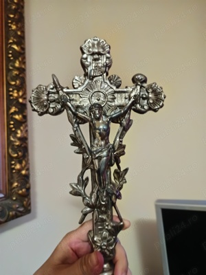 Crucifix antik argintat - imagine 3