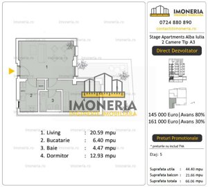 2 camere+terasa 21 mp -comision 0%- Stage Apartments Alba Iulia - imagine 9