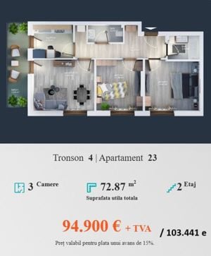 Apartament 3 camere bloc nou 2024 2bai zona Brancoveanu/Turnu Magurele - imagine 5