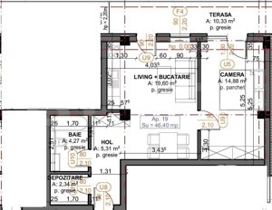 Apartament 2 camere, finisat, 46.40mp, TVA Inclus zona Auchan - imagine 2