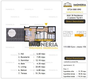 Direct Dezvoltator -0% comision - Finalizat -Terasa 51 mp - 850m metrou 1 Dec. - imagine 7