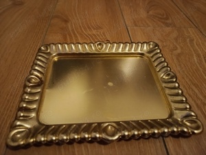 Tăviță   tava   farfurie veche aurie metal anii 1970 Vintage 