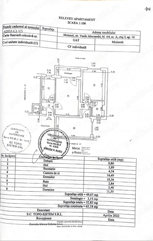 Vând apartament 3 camere Liceul Spiru Haret Moinesti