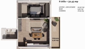 Apartamente 2 camere, 53mp , Iris TVA inclus! - imagine 2