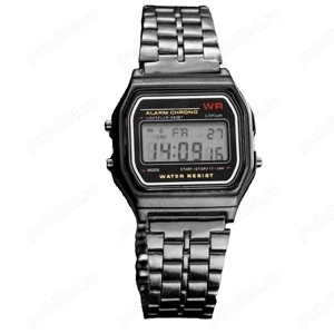 Ceas de mana digital unisex -Argintiu Inchis Dark Silver-vintage-retro