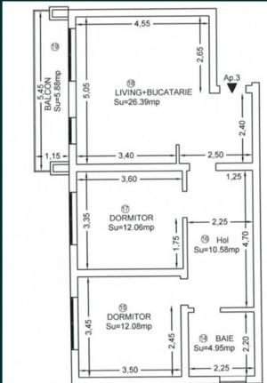 Apartament 3 camere, bloc nou  - imagine 12