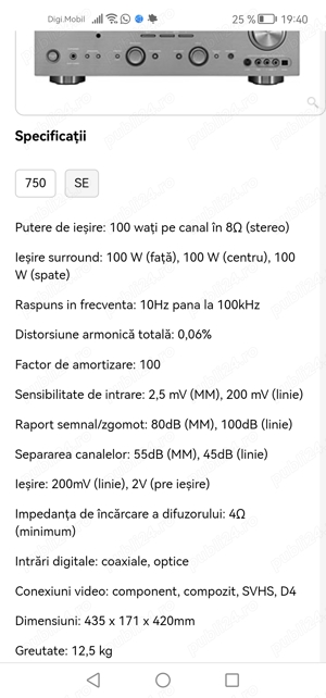 Amplificator de top Yamaha DSP AX750 - imagine 5