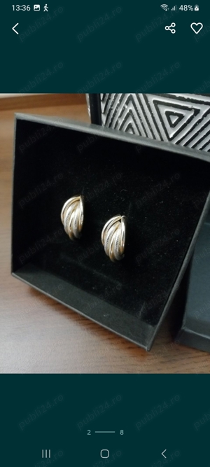 Cercei aur alb si galben 4g 14k