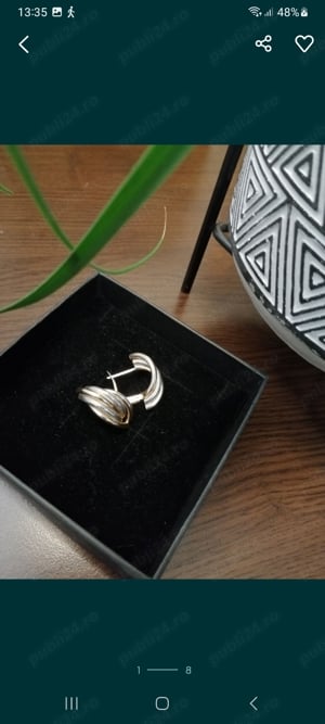 Cercei aur alb si galben 4g 14k - imagine 2