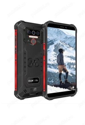 Telefon mobil OUKITEL WP12 Pro, Android 11, 4GB 64GB, Dual SIM 4G, IP68, Face ID NFC, Rosu
