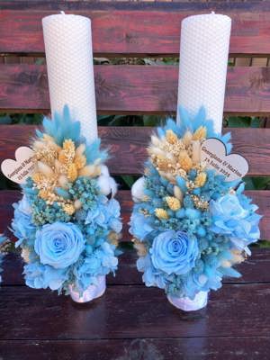 Lumanari nunta cu flori uscate și criogenate