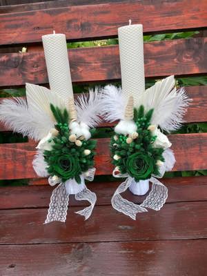 Lumanari nunta cu flori uscate și criogenate - imagine 4