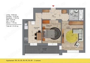 Apartament 2 camere decomandat 61mp - langa pasarela Metrou Berceni - imagine 10