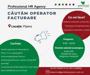 Operator facturare Specialist aprovizionare - Pipera Voluntari