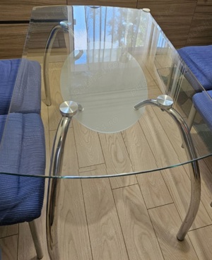 Masă de sufragerie cu blat de sticlă securizată - imagine 4