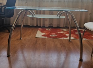 Masă de sufragerie cu blat de sticlă securizată - imagine 5