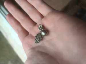 Amuleta Pandantiv Charm Argint Sterling Silver 925 Fatima Hamsa Eye Hand si Clopotel Felina