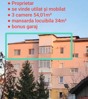 Proprietar, Zona Mioriței, strada Logofăt Tăutu, apartament 3 camere mobilat și utilat, cu mansardă - imagine 1