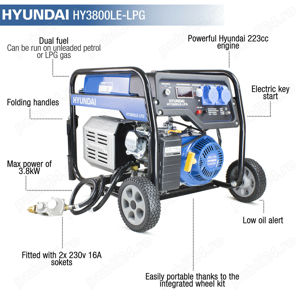 Vand Generator Electric nou 3200w 3.2kW 4kVa Catering HYUNDAI pe gaz GPL sau Benzina