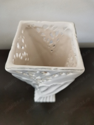 Vază vintage model răsucit porțelan decupat W. Germany  - imagine 4