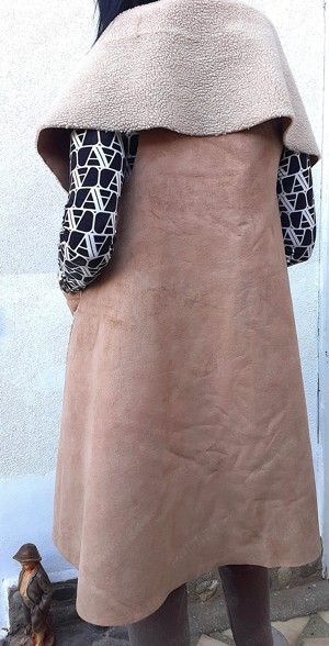 Vestă damă DBarry din blăniță sintetică cu buzunare M L cojoc piele femei haina poncho palton capa  - imagine 2