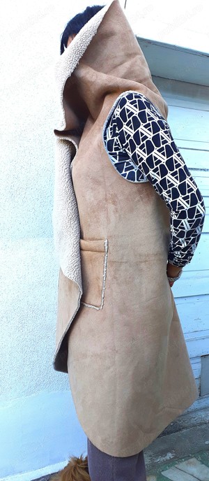 Vestă damă DBarry din blăniță sintetică cu buzunare M L cojoc piele femei haina poncho palton capa 