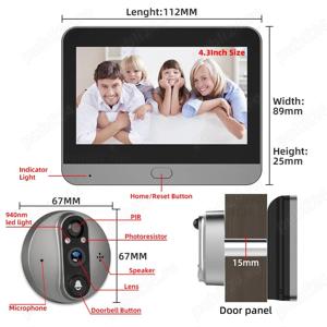 Vând vizor electronic WIFI, intercom, detectare înregistrare mișcare, infraroșu, notificare app, nou - imagine 5