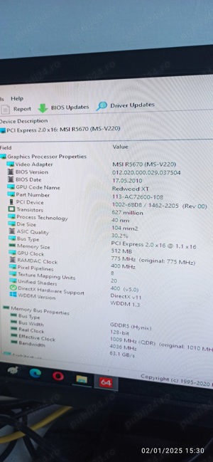 2x Placa video 512Mb 128bit  Pretul este per bucata:  1 - MSI R5670 (MS-V220), GDDR5 (Hynix), direct - imagine 4