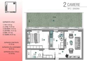 2 Camere cu 65 mp Grădină - CITY NORD 1 Decembrie - imagine 8