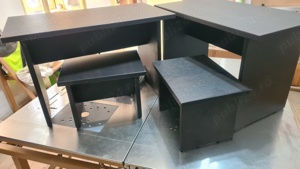 Bancuta cu taburet, negru si maro. - imagine 2